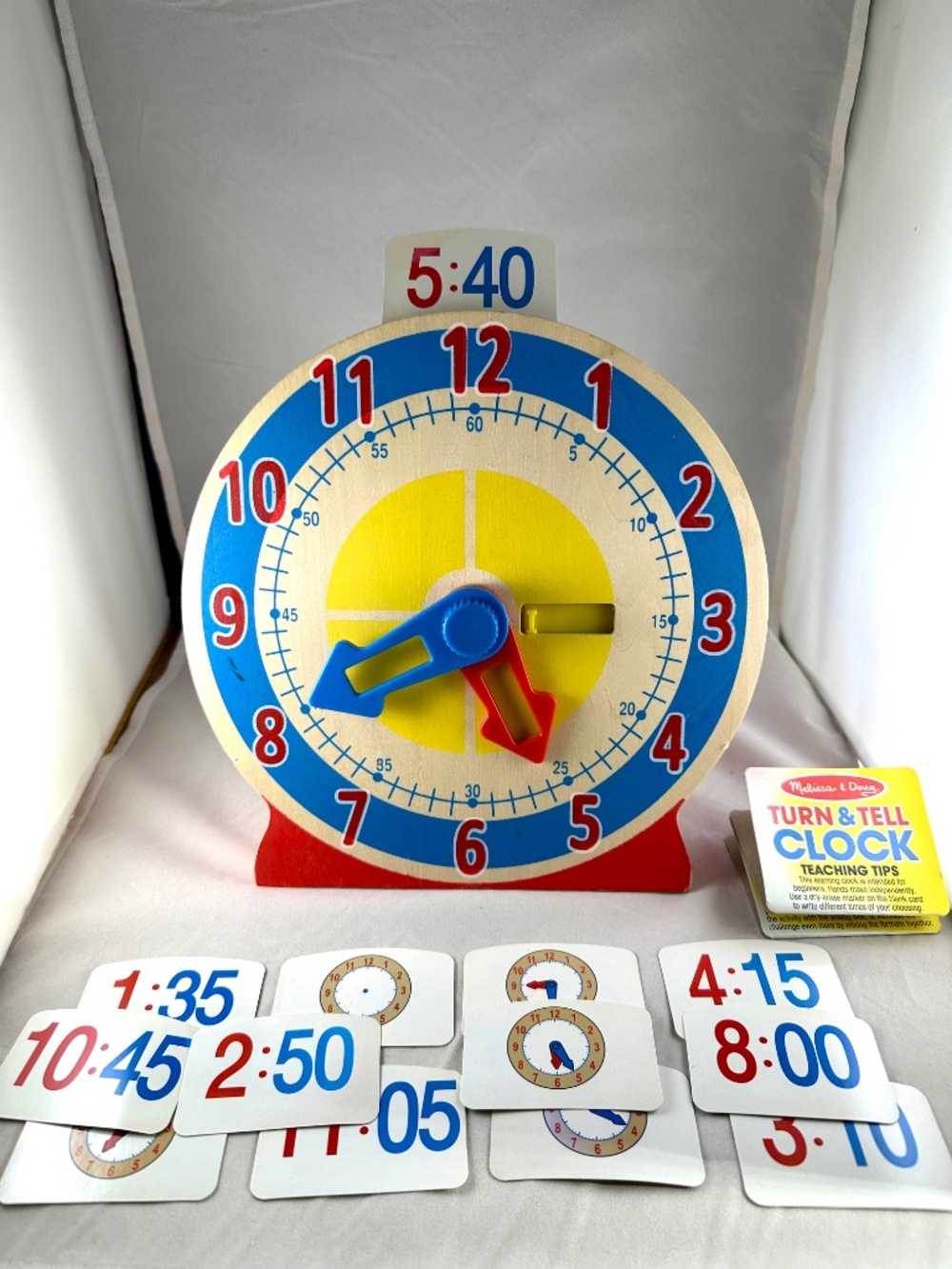 Melissa & Doug Turn & Tell Wooden Teaching Clock With Time Cards